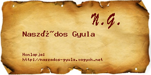 Naszádos Gyula névjegykártya